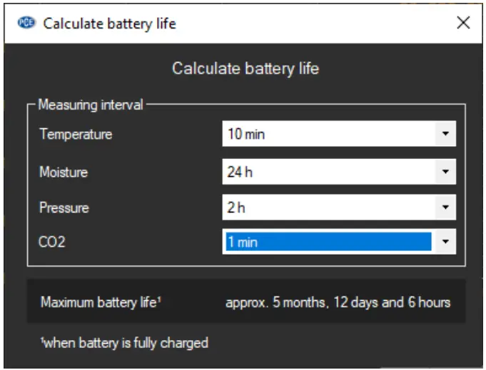 Calculate bettery life