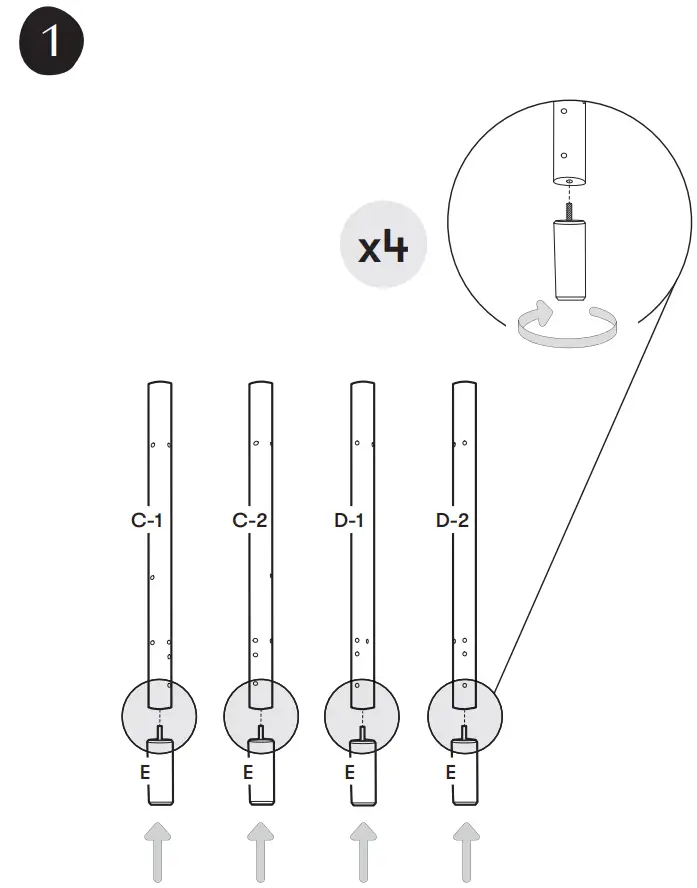 M12901 Gelato 4-In-1 Convertible Crib Assembly illustration