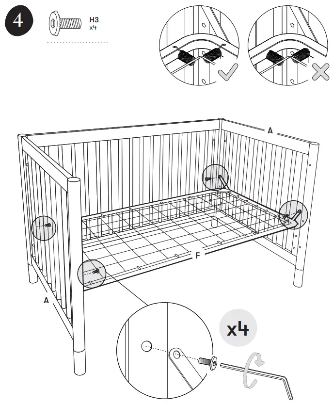 M12901 Gelato 4-In-1 Convertible Crib Assembly illustration