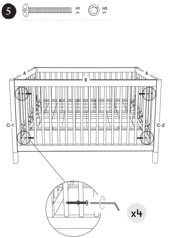 M12901 Gelato 4-In-1 Convertible Crib Assembly illustration
