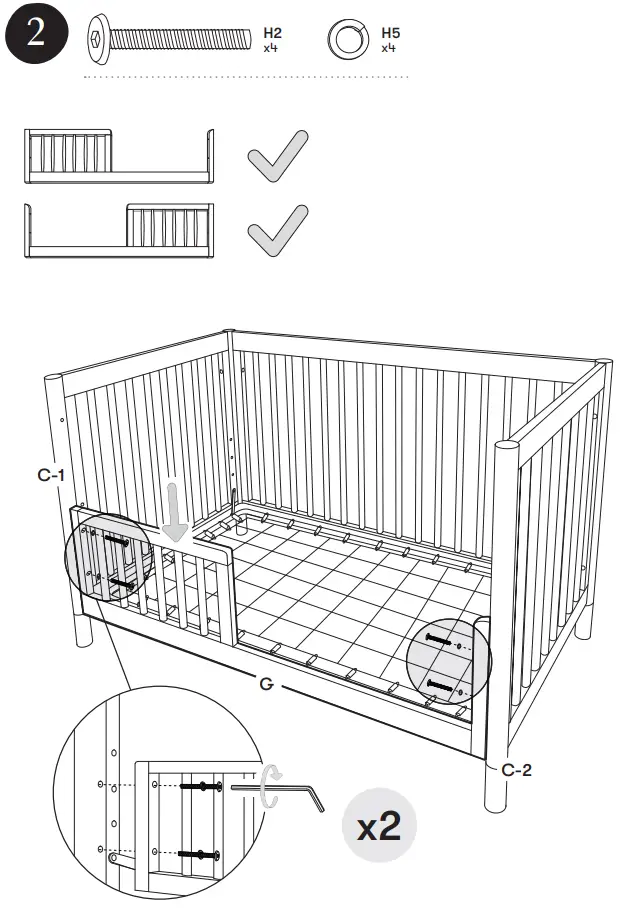 M12901 Gelato 4-In-1 Convertible Crib Assembly illustration