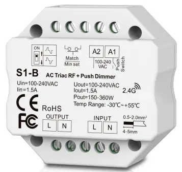 LEDLyskilder S1 B AC Triac RF and Push Dimmer