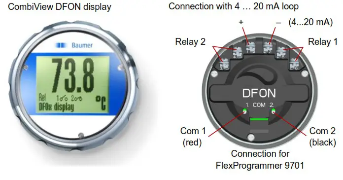 Baumer TFRN CombiTemp Temperature Sensor - Electrical connection DFON display