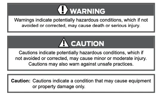 Warnings and Cautions