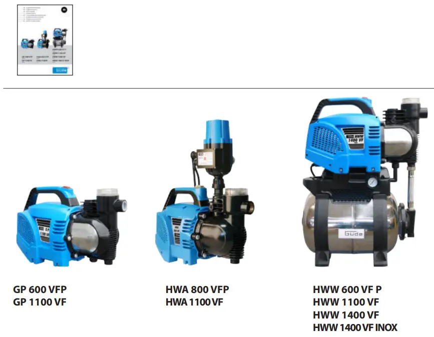 Gude GP HWA HWW Series Garden Water Pump - fig