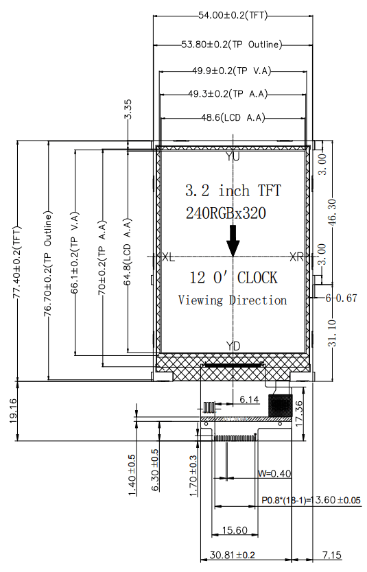 Surenoo STP0320A2 240320 Series TFT LCD Panel - FIGURE 1