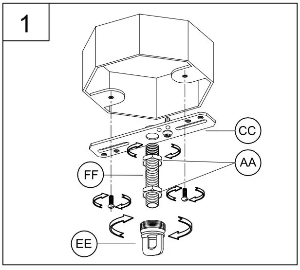 PROGRESS LIGHTING P400301 5-Light Brushed Nickel Farmhouse Chandelier - Install the chain holder