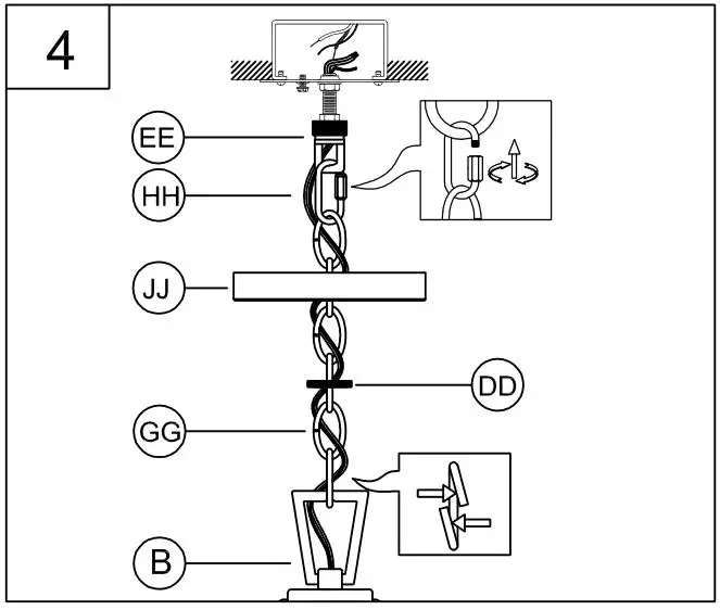 PROGRESS LIGHTING P400301 5-Light Brushed Nickel Farmhouse Chandelier - Once hanging length is determined, open chain link at one end of chain