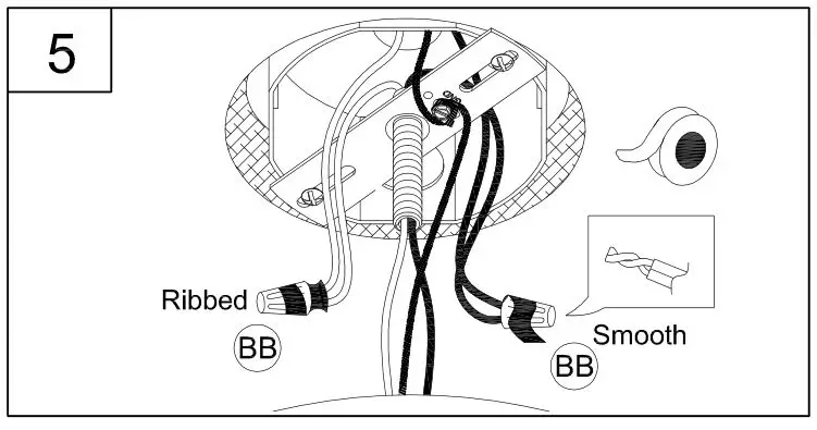 PROGRESS LIGHTING P400301 5-Light Brushed Nickel Farmhouse Chandelier - Strip 3 8 of insulation from the electrical