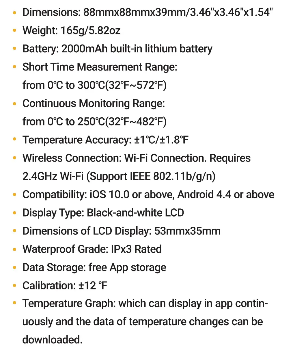 INKBIRD Thermometer IBBQ-4T - Specification