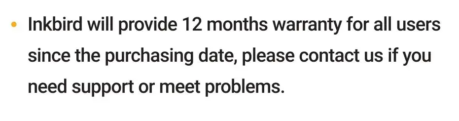 INKBIRD Thermometer IBBQ-4T - Warranty