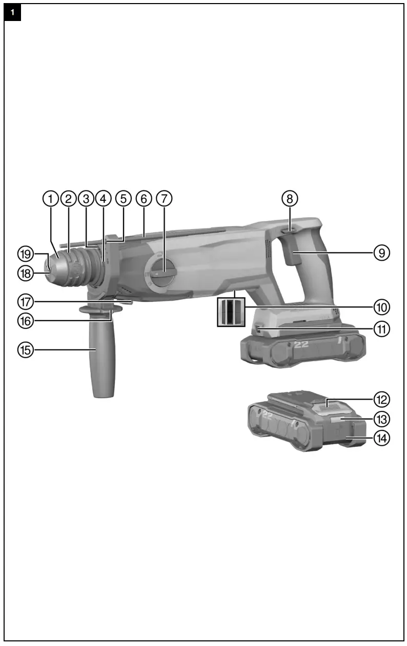 HILTI TE 5-22 Cordless Chipping Hammer Cordless Demolition Hammers - fig 1