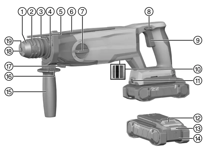 HILTI TE 5-22 Cordless Chipping Hammer Cordless Demolition Hammers - fig 5