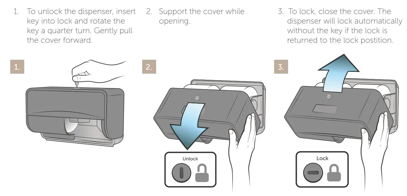 Kimberly-Clark Standard Roll Toilet Paper Dispenser User Guide - Dispenser Access