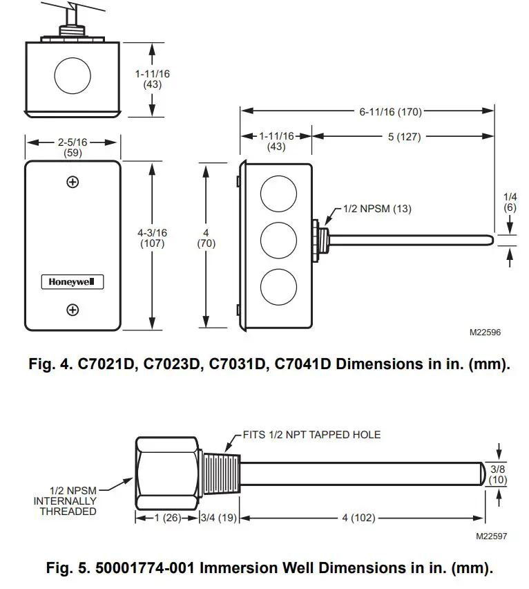 Honeywell 2000 Series Electronic Temperature Sensors Instruction Manual - Fig. 4,5