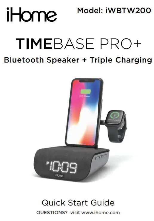 iHOME Timebase Pro+ Bluetooth Speaker + Triple Charging User Guide
