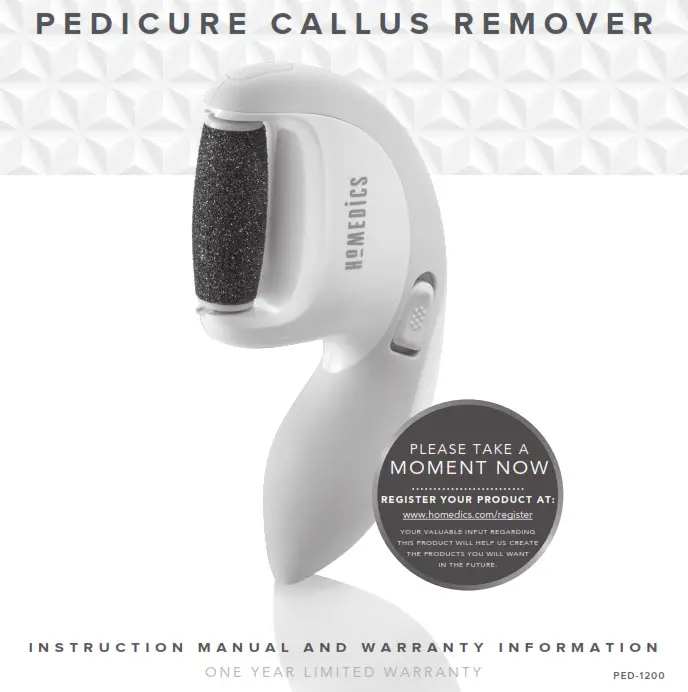 Homedics PED-1200 Pedicure Callus Remover Instruction