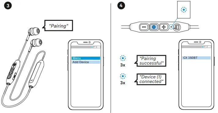 SENNHEISER CX 350BT Bluetooth 5.0 Wireless- Pair 2
