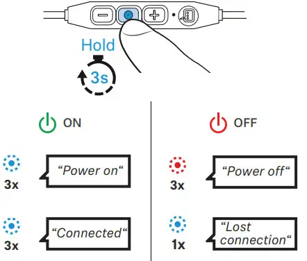 SENNHEISER CX 350BT Bluetooth 5.0 Wireless- on-off