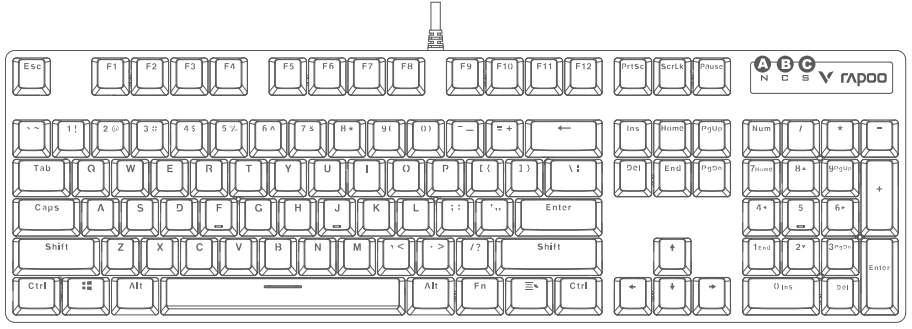 rapoo v500pro backlit mechanical gaming keyboard - overview