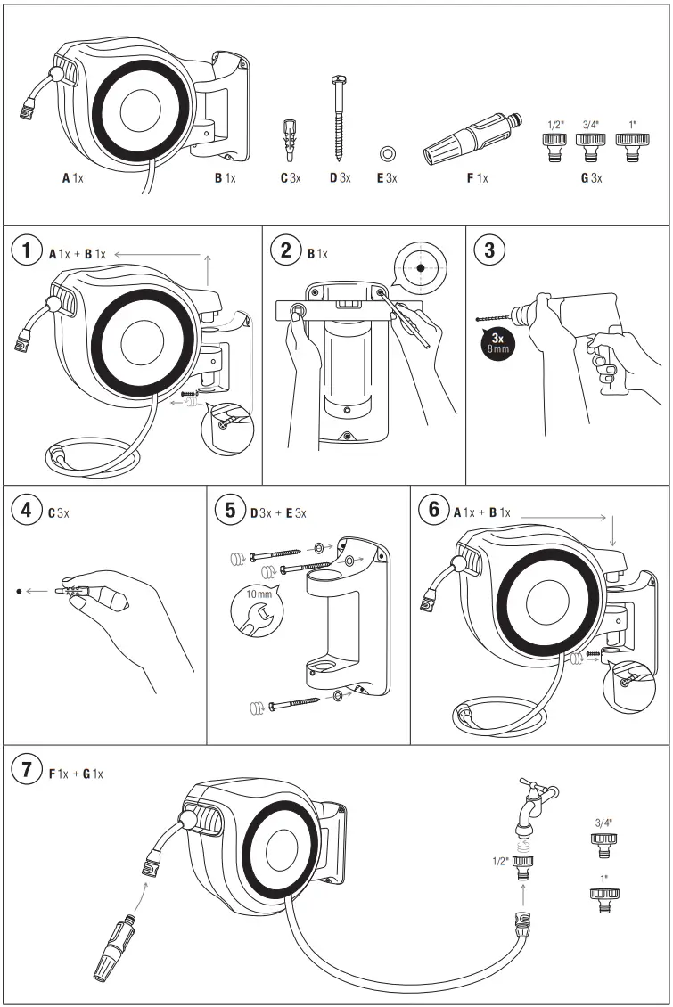 GARDENA RollUp ML Wall-Mounted Hose Box - fig