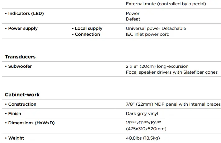 FOCAL REC0015905-000 Sub One 8-Inch Powered Studio Subwoofer fig6
