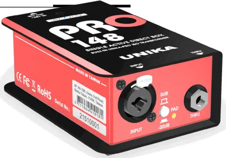 UNiKA PRO148 Pro Series Audio Interface Single Active Direct Box - CONFORMITY