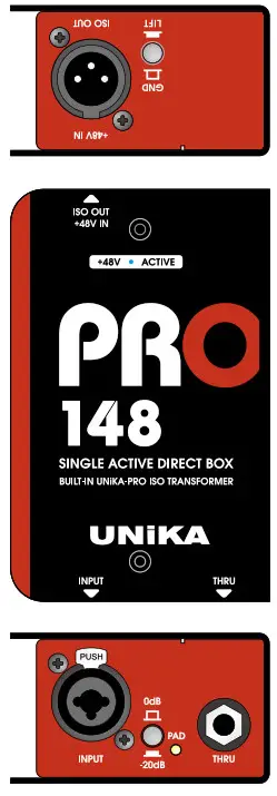 UNiKA PRO148 Pro Series Audio Interface Single Active Direct Box