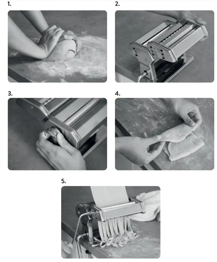 springlan 943518 Nonna Pasta Machine Instruction Manual - Processing the pasta dough