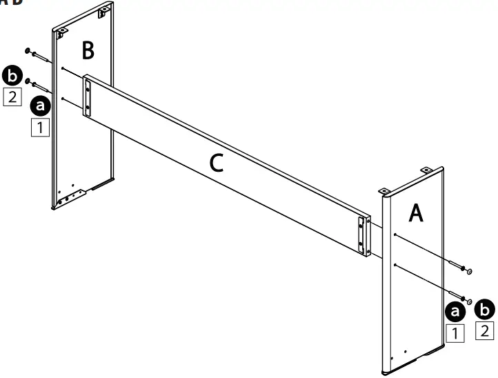 Assembling the side boards A B and back board C