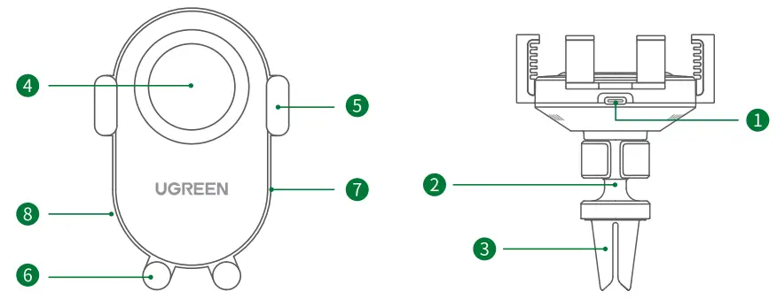 UGREEN CD256 Wireless Car Charger -