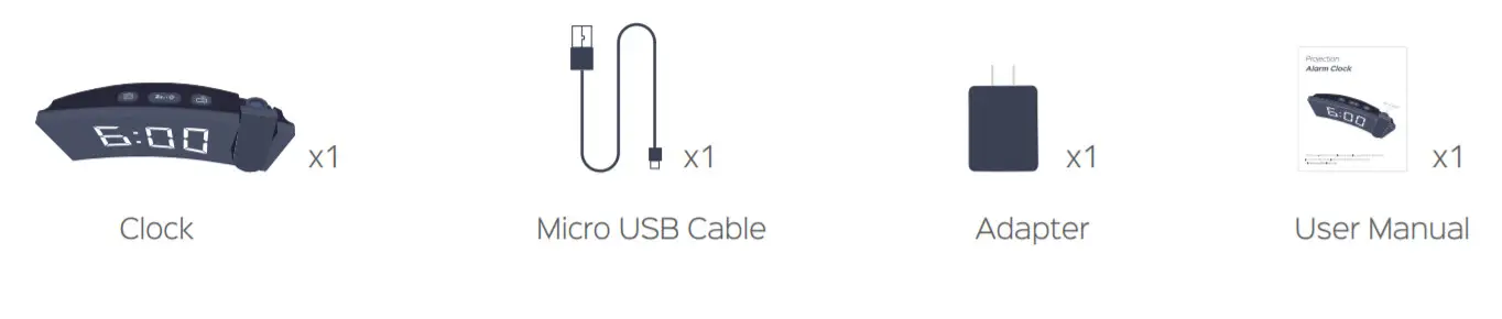 Clocks Projection Alarm Clock -Package contents