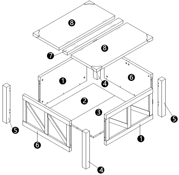 Wampat W02D2081L Modern Farmhouse Coffee Table, Square Wood Center Table with Storage-1