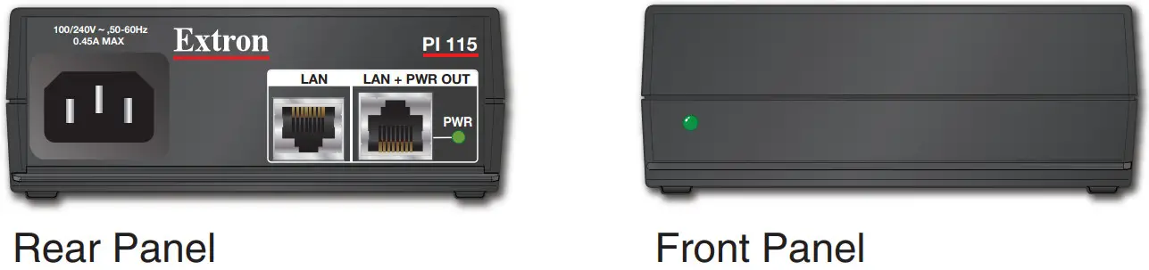 Extron PI 115 Power InjectorPI 115 Power Injector - FIGURE 1
