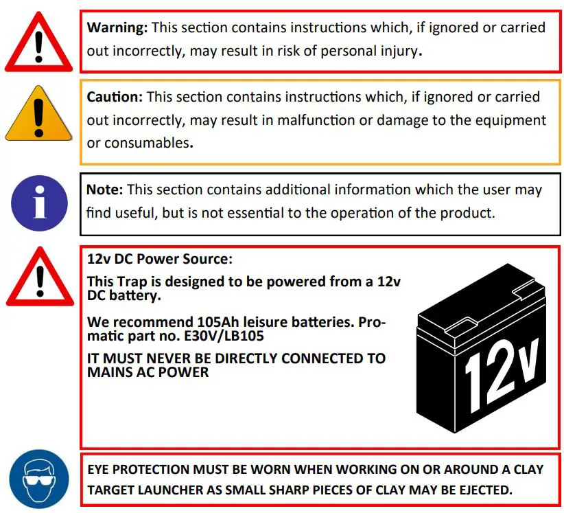 PROMATIC Montero Auto Trailer Instruction Manual - Warnings & Cautions