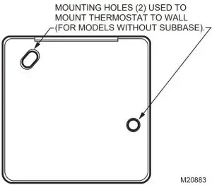 Mounting hole locations for models without subbase.