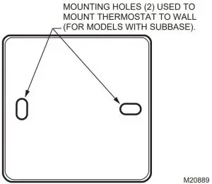 Mounting hole locations for models with subbase.