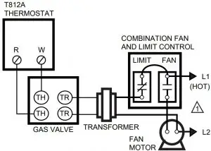 T812A in typical gas heating system