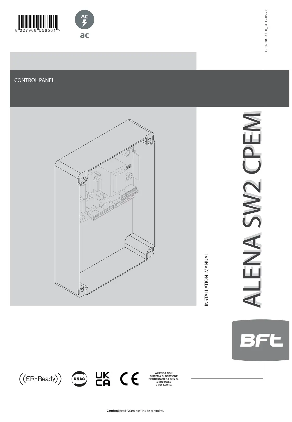 BFT Alena SW2 CPEM Control Unit Instruction Manual