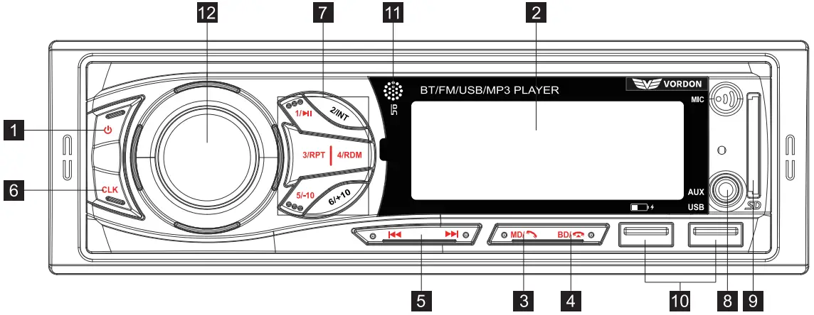 VORDON HT 175BT Car Radio - fig 2