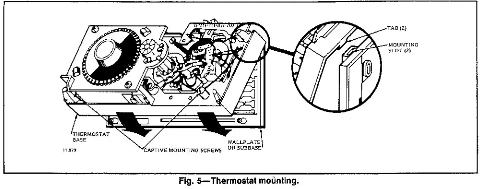 Honeywell T8085D Heating and Cooling Thermostat and Subbase - mount 3