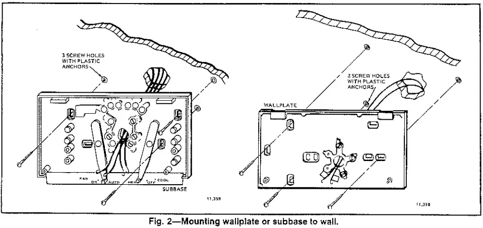 Honeywell T8085D Heating and Cooling Thermostat and Subbase - mount