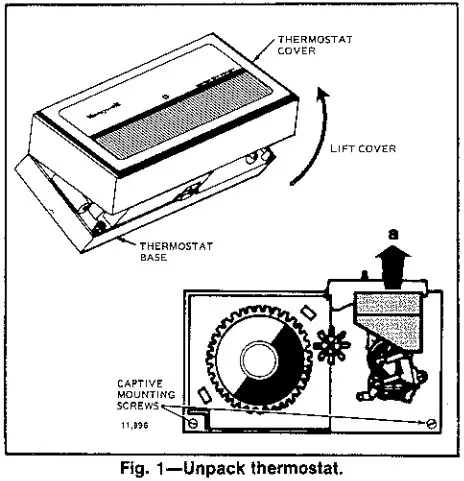 Honeywell T8085D Heating and Cooling Thermostat and Subbase - unpack 1