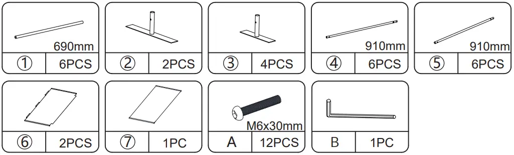 JAXPETY HGP0681 3 Panel Room Divider Folding Privacy Screen - Hardware List
