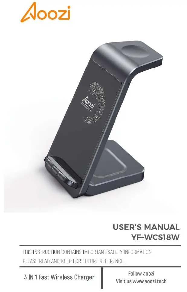 Aoozi YF-WCs18W 3-in-1 Fast Wireless Charger User Manual