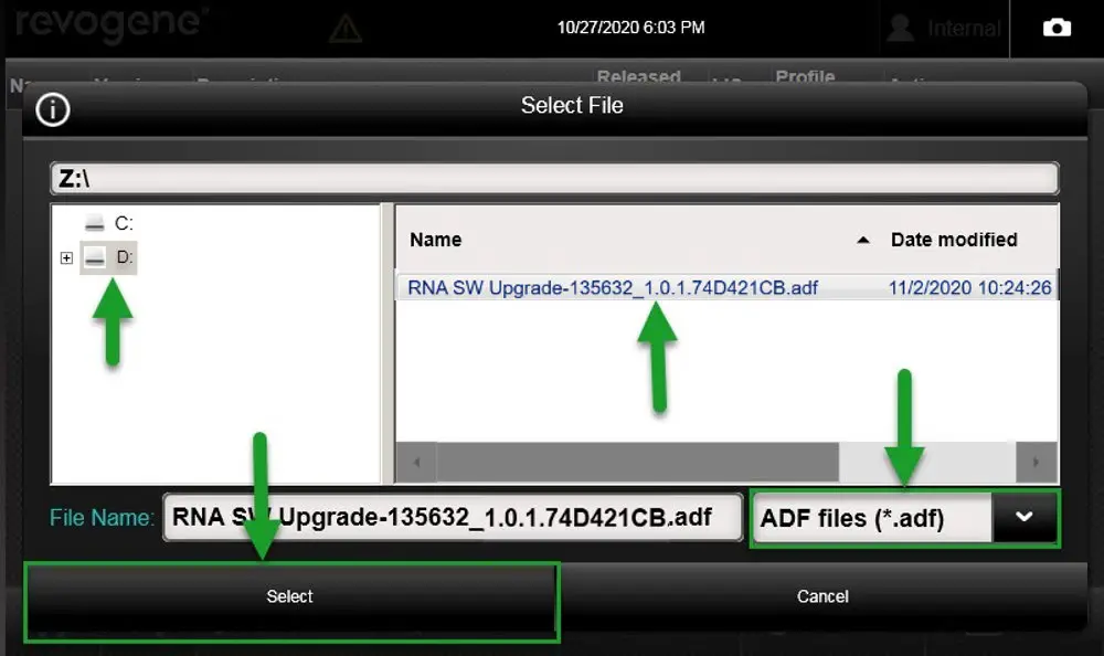 ADF Selection Window
