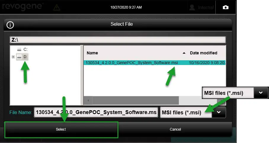 Installer File Selection Window