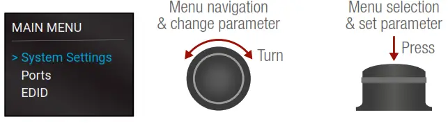 LIGHTWARE M 2 4 4 HDMI20 CA HDMI 2 0 Compatible Full 4K Matrix Switcher - LCD Menu and Navigation