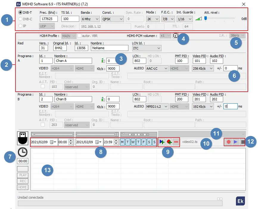EKSELANS 122013 MD HD Easy Twin Digital Modulator with 2 Inputs - Advanced programming using MD HD Soft.
