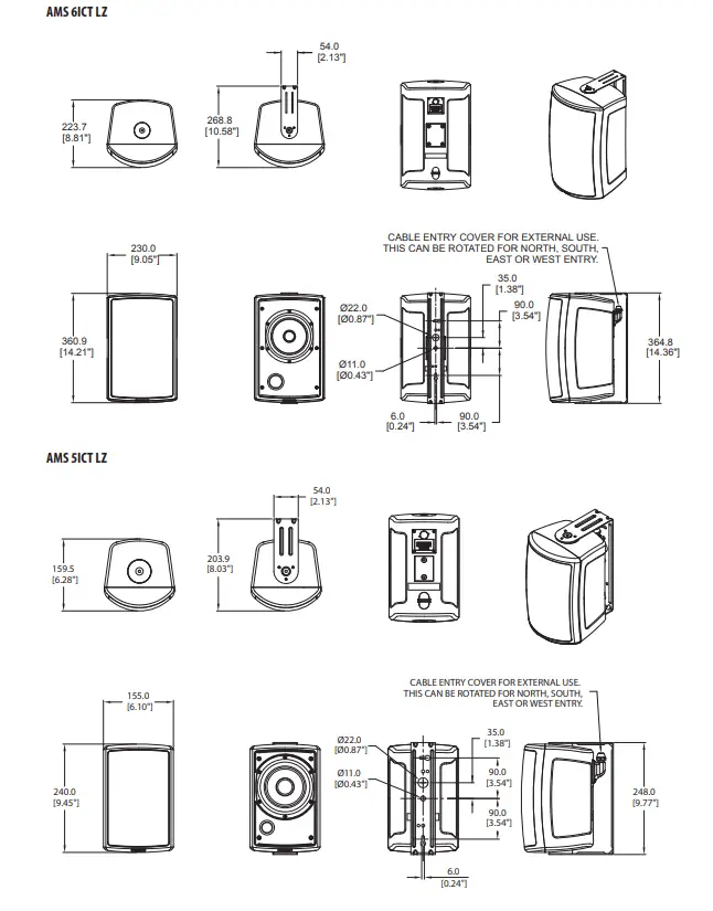 TANNOY 6ICT LZ AMS Series 6 Inch ICT Surface Mount Low Impedance Loudspeaker - Product Dimensions
